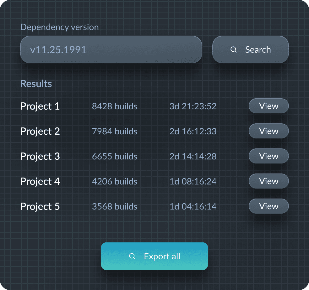 Interface for searching dependency versions across projects